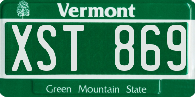 VT license plate XST869