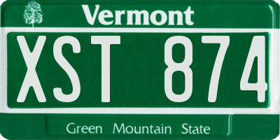 VT license plate XST874