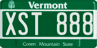 VT license plate XST888