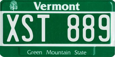 VT license plate XST889