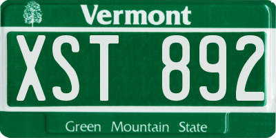 VT license plate XST892