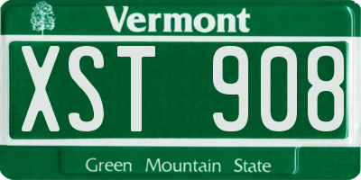 VT license plate XST908