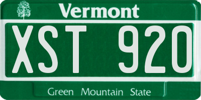 VT license plate XST920
