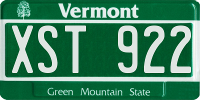VT license plate XST922