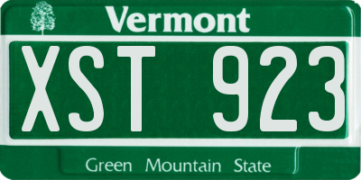 VT license plate XST923