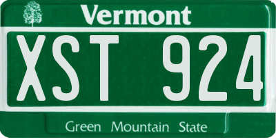 VT license plate XST924