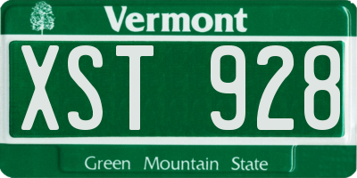 VT license plate XST928