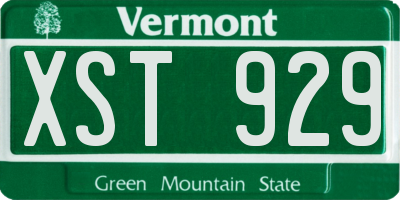 VT license plate XST929