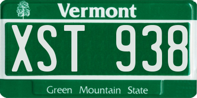 VT license plate XST938