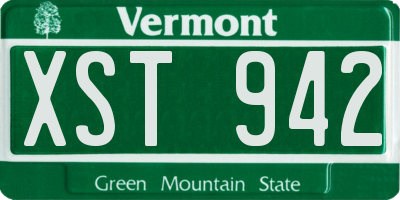 VT license plate XST942