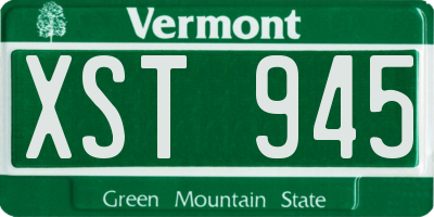 VT license plate XST945