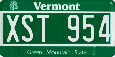 VT license plate XST954