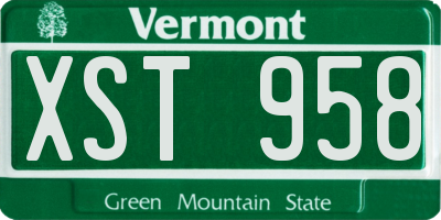 VT license plate XST958