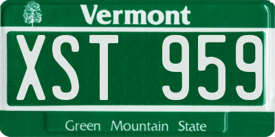 VT license plate XST959