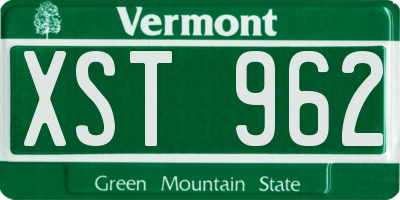 VT license plate XST962