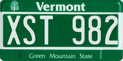 VT license plate XST982