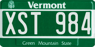 VT license plate XST984