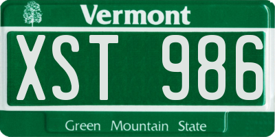 VT license plate XST986