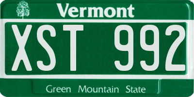 VT license plate XST992