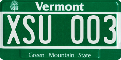 VT license plate XSU003
