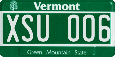 VT license plate XSU006