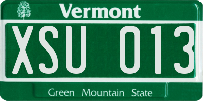 VT license plate XSU013