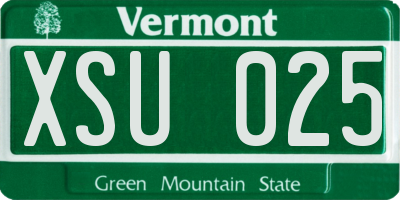 VT license plate XSU025