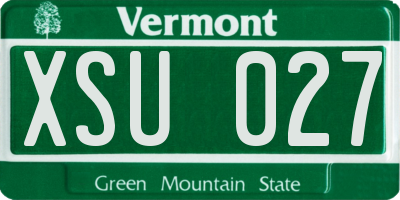 VT license plate XSU027