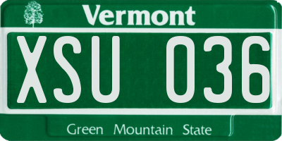 VT license plate XSU036