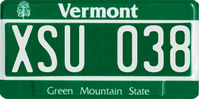 VT license plate XSU038