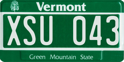 VT license plate XSU043
