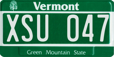 VT license plate XSU047