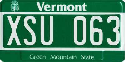 VT license plate XSU063