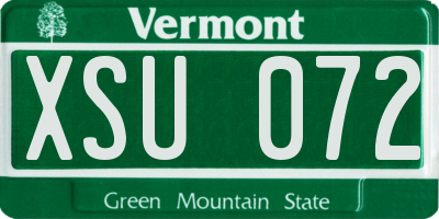 VT license plate XSU072