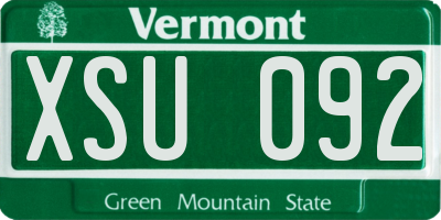 VT license plate XSU092