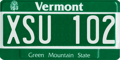 VT license plate XSU102