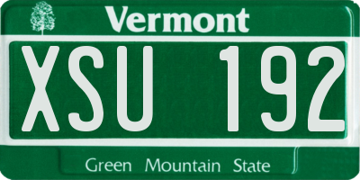 VT license plate XSU192