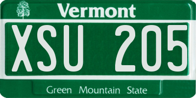 VT license plate XSU205