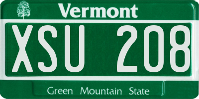 VT license plate XSU208