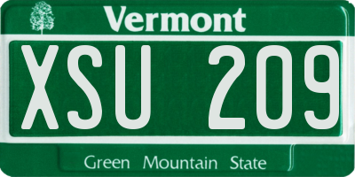 VT license plate XSU209