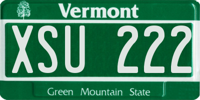 VT license plate XSU222