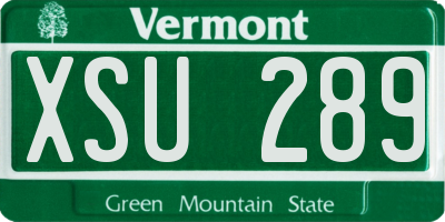 VT license plate XSU289