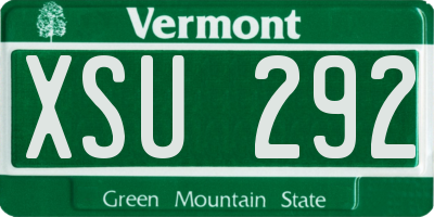 VT license plate XSU292