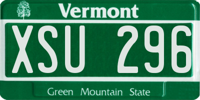 VT license plate XSU296