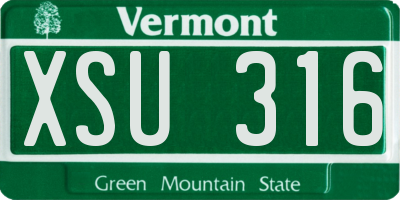 VT license plate XSU316
