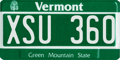 VT license plate XSU360