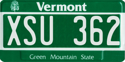 VT license plate XSU362