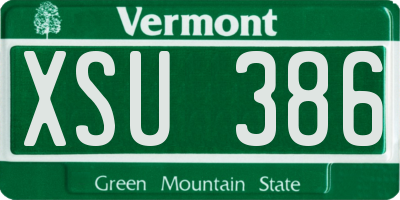 VT license plate XSU386