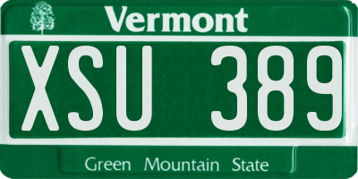 VT license plate XSU389