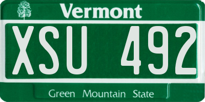 VT license plate XSU492